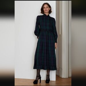 Seraphina London Funnel Neck Plaid 100% Wool Dress, UK 10